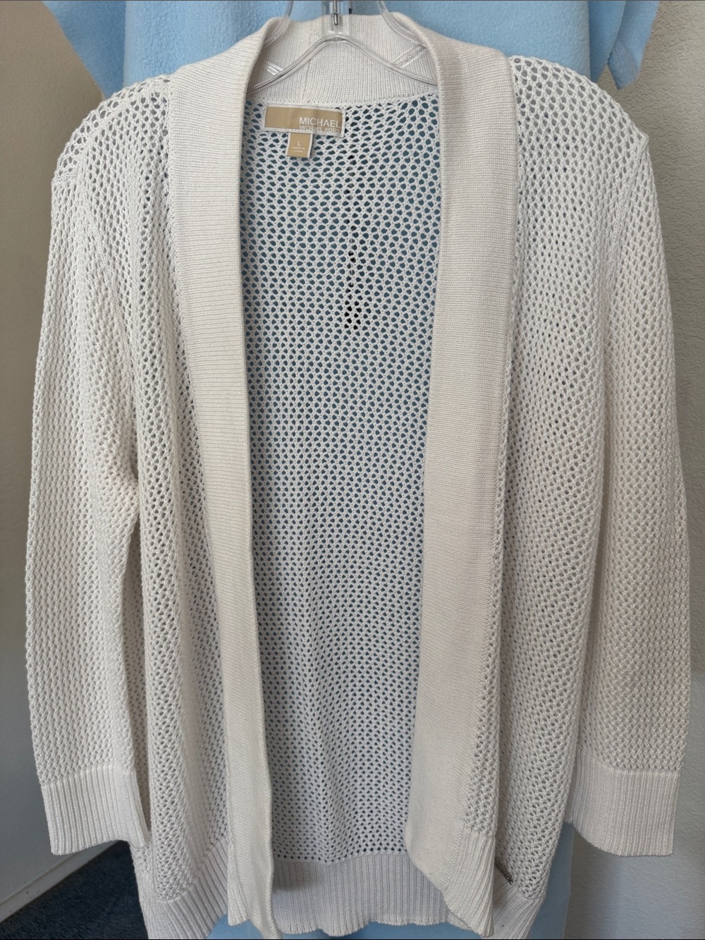 Michael Kors Open-Weave Cream Cardigan